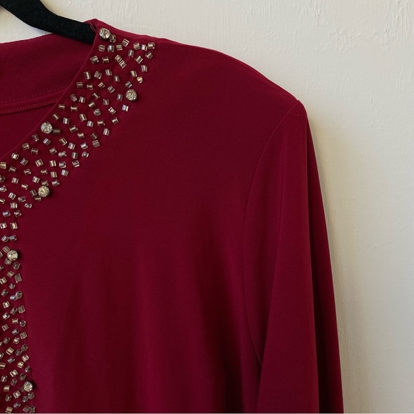 2 Piece Deep Red Sweater Jacket & Matching Tank Top Evening Wear Moda Verona 3XL - Picture 8 of 16